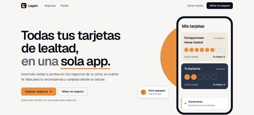 Sitio de Loypin, plataforma de tarjetas de lealtad